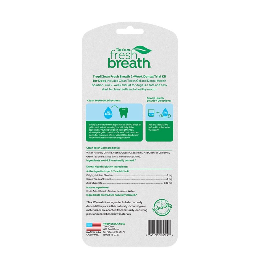 Grooming & Shampoos Fresh Breath by TropiClean | Fresh Breath Dental Trial Kit (2-Week Supply)