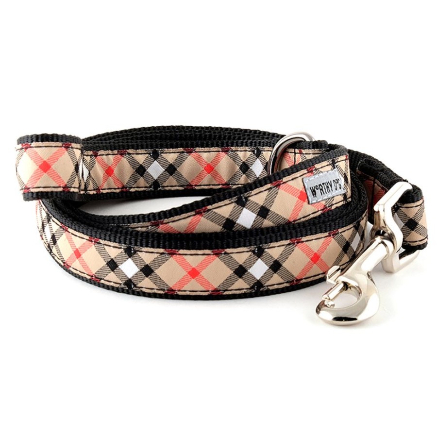 Collars, Leads & Accessories The Worthy Dog | Bias Plaid Tan Collar & Lead Collection