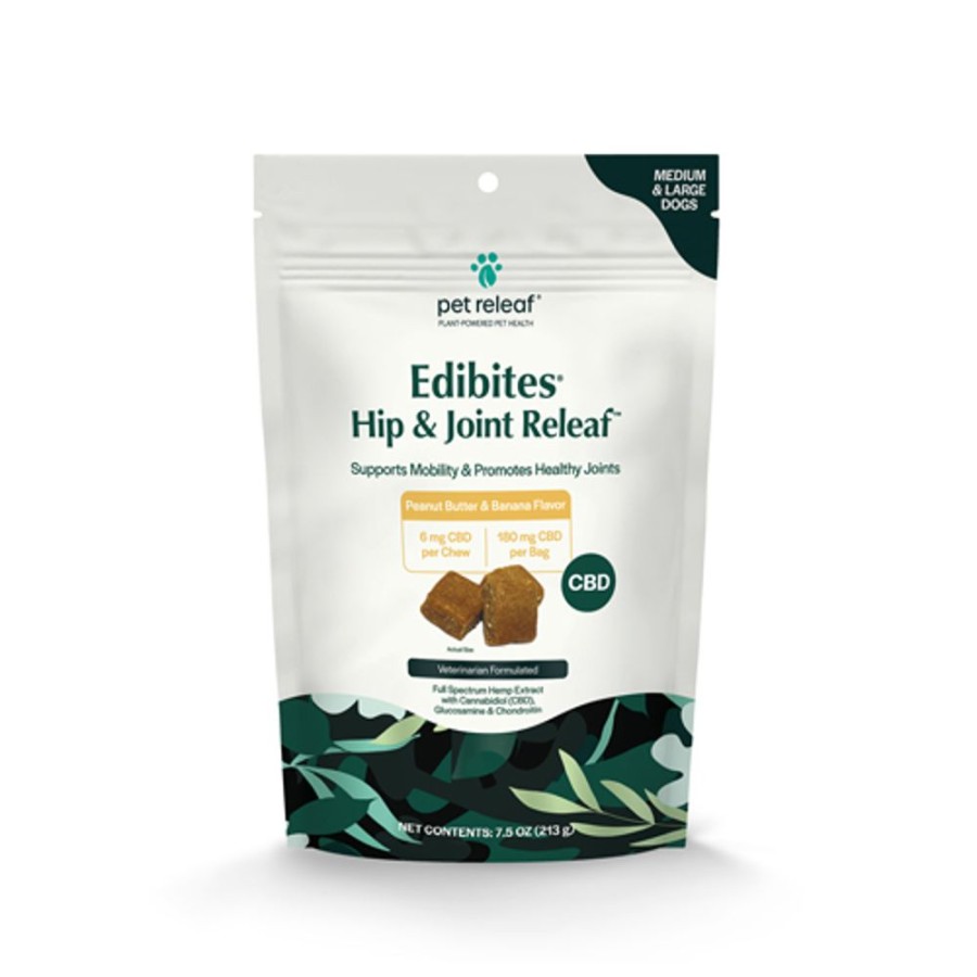 Health & Safety Pet Releaf | Pet Releaf Hip & Joint Edibites Cbd Medium /Large Dog 7.5Oz. Peanut Butter Banana 6Mg