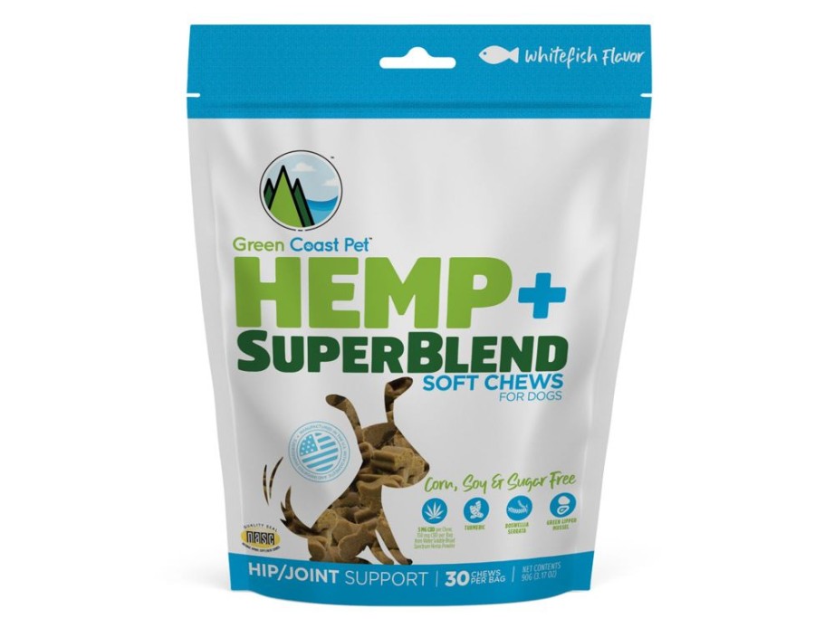 Health & Safety Green Coast Pet | Hemp + Superblend Soft Chews - Whitefish Flavor (30 Chews)