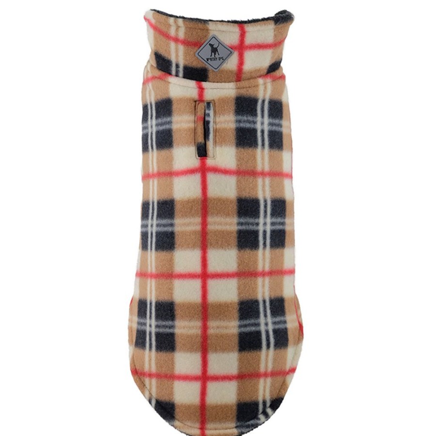 Pet Apparel The Worthy Dog | Tan Plaid Fargo Fleece Reversible Jacket