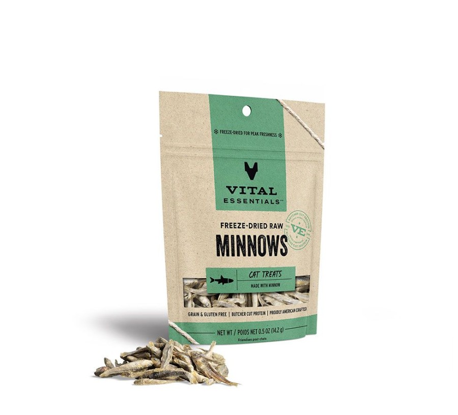 For Cats & Other Critters Vital Essentials | Vital Essentials® Freeze-Dried Minnows Cat Treats, 0.5 Oz