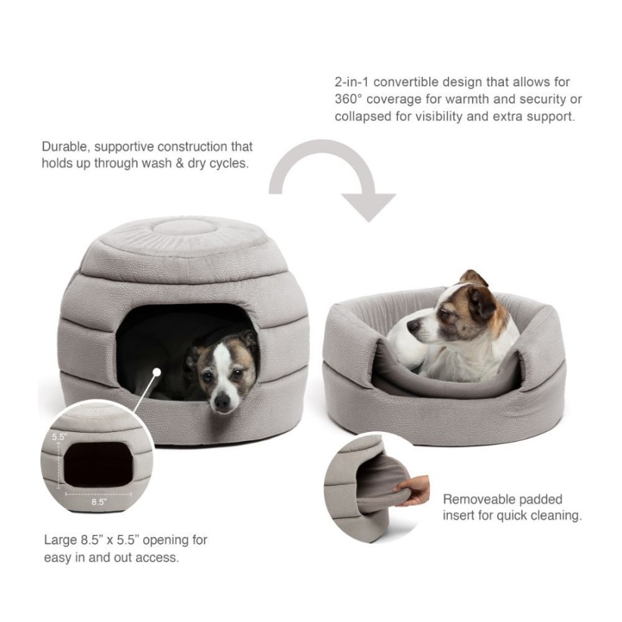 Beds, Crates, Etc. Best Friends By Sheri | 2-In-1 Honeycomb Ilan Hut Cuddler Cat And Dog Bed, Grey, Standard