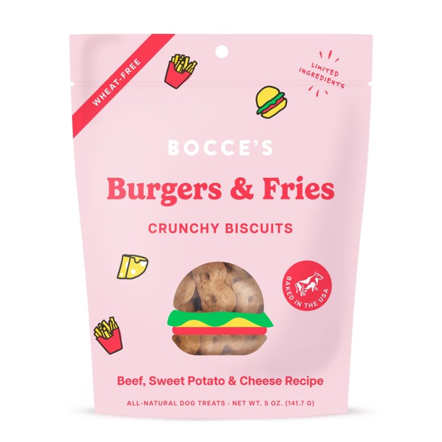 Treats Bocce's Bakery | Bocce'S Bakery Burgers & Fries Biscuit Dog Treats 5Oz