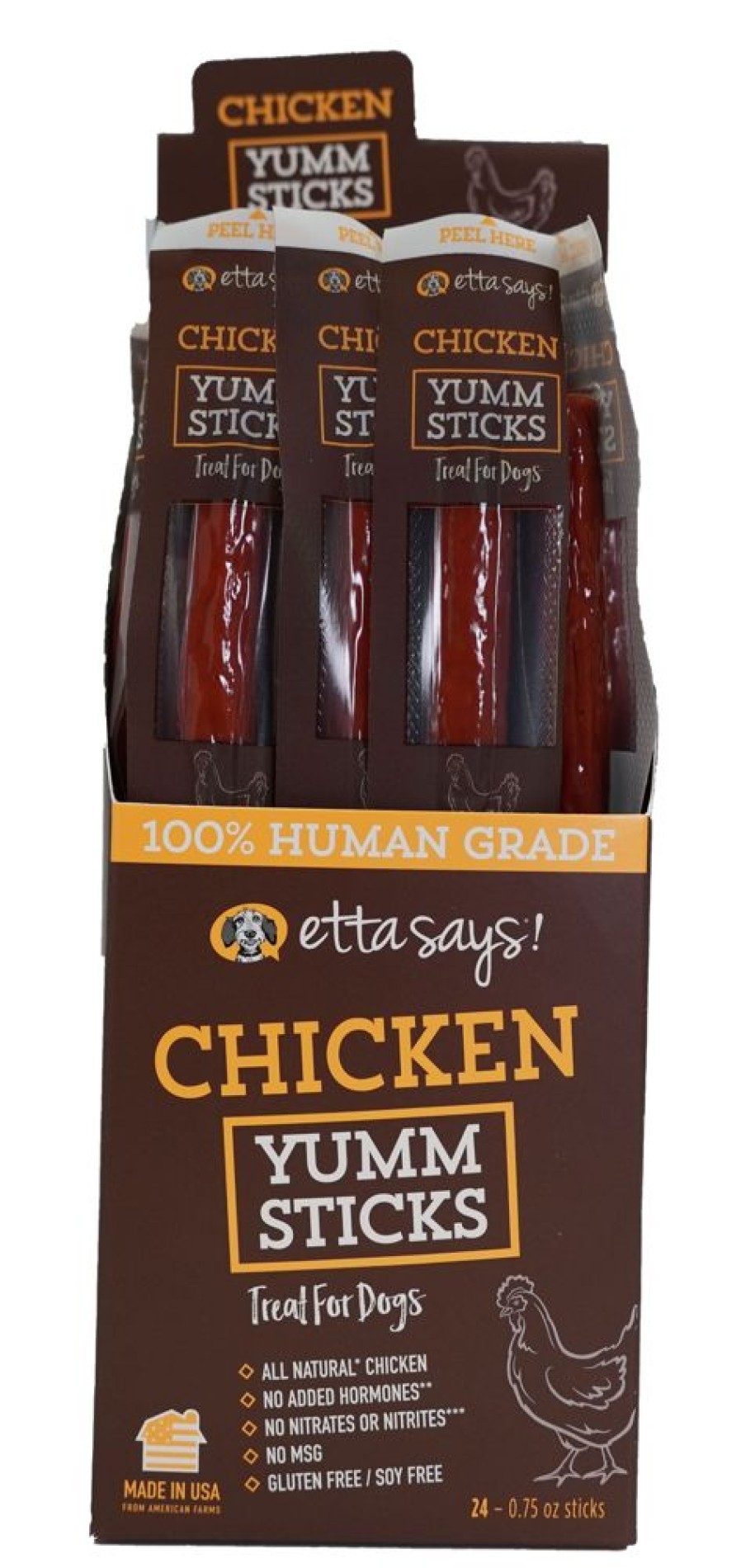 Treats Etta Says!® | Etta Says Chicken Yumm Sticks - 24 Per Display Box