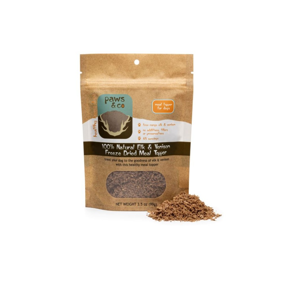 Pet Food Paws & Co | Elk & Venison Freeze Dried Meal Topper 3.5 Oz