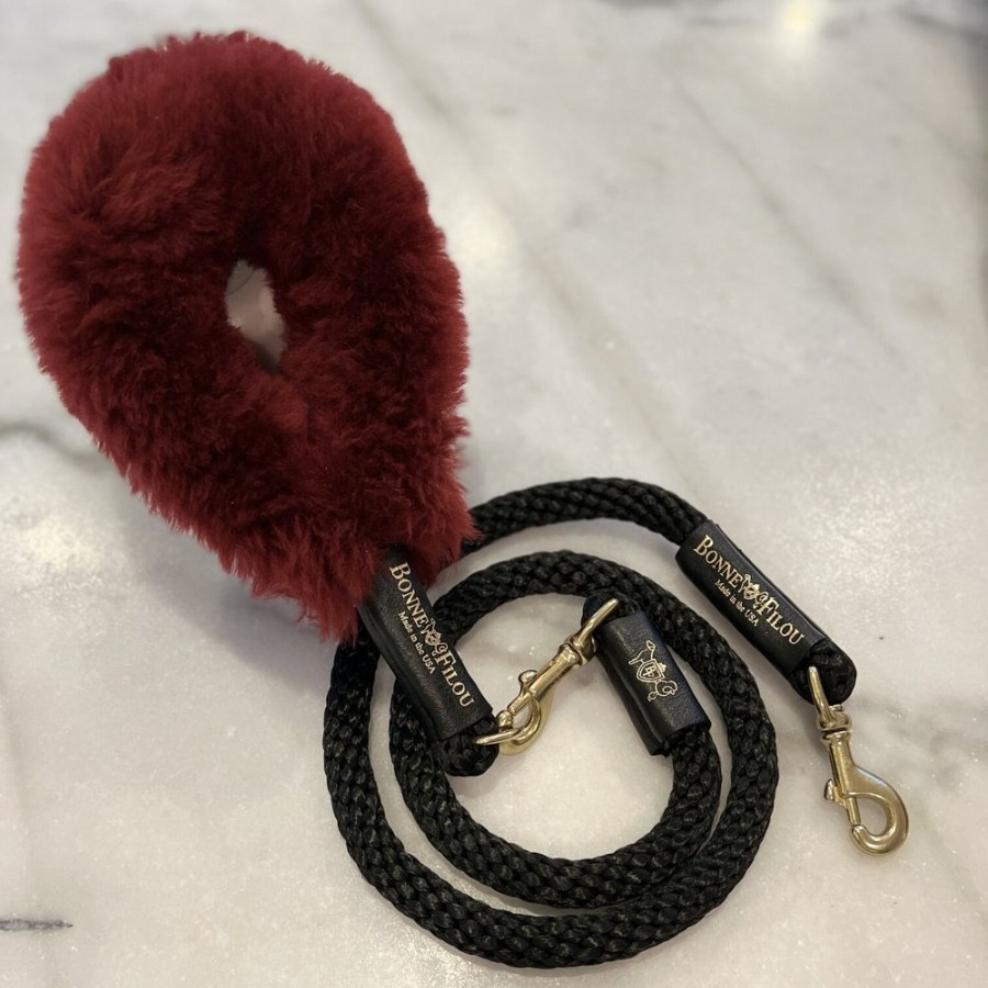 Collars, Leads & Accessories Bonne et Filou | Bundle Shearling Fur Grip + Rope Leash For Dogs