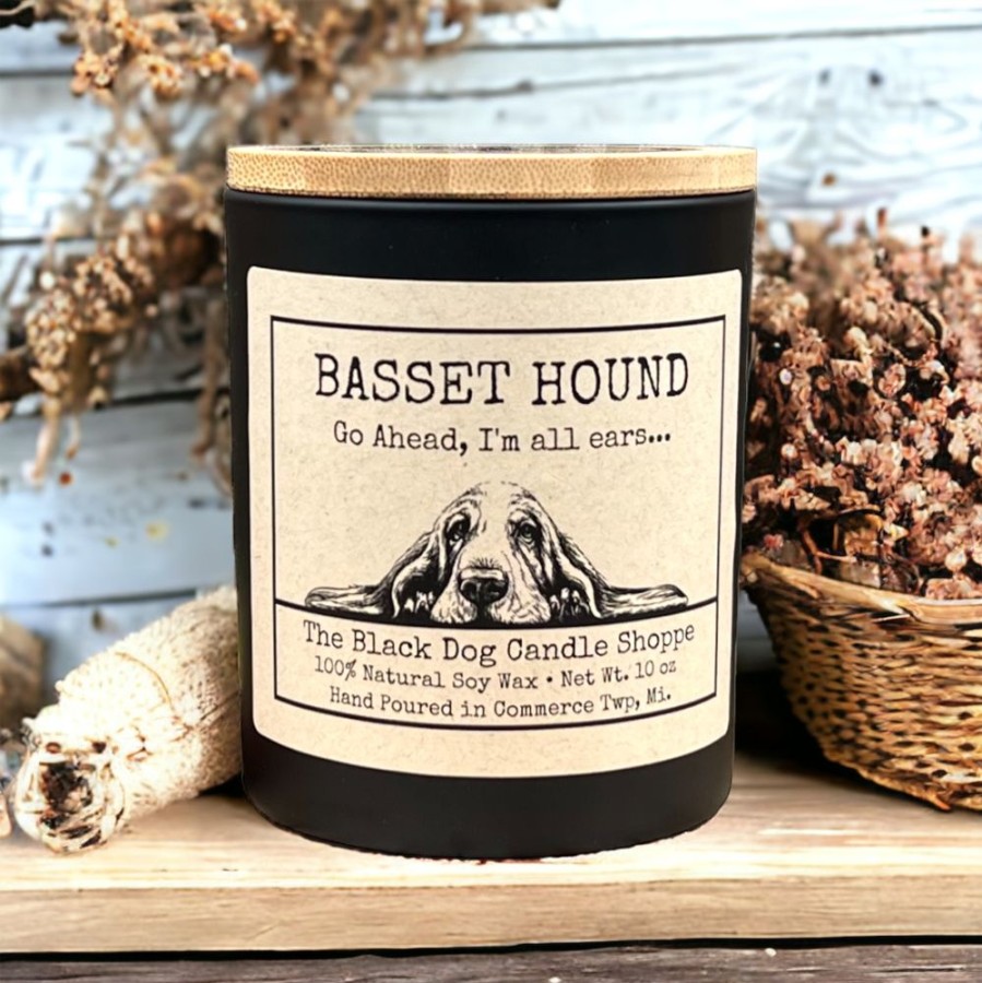 For The Home Black Dog Candle Shoppe | Basset Hound Dog Breed Candle