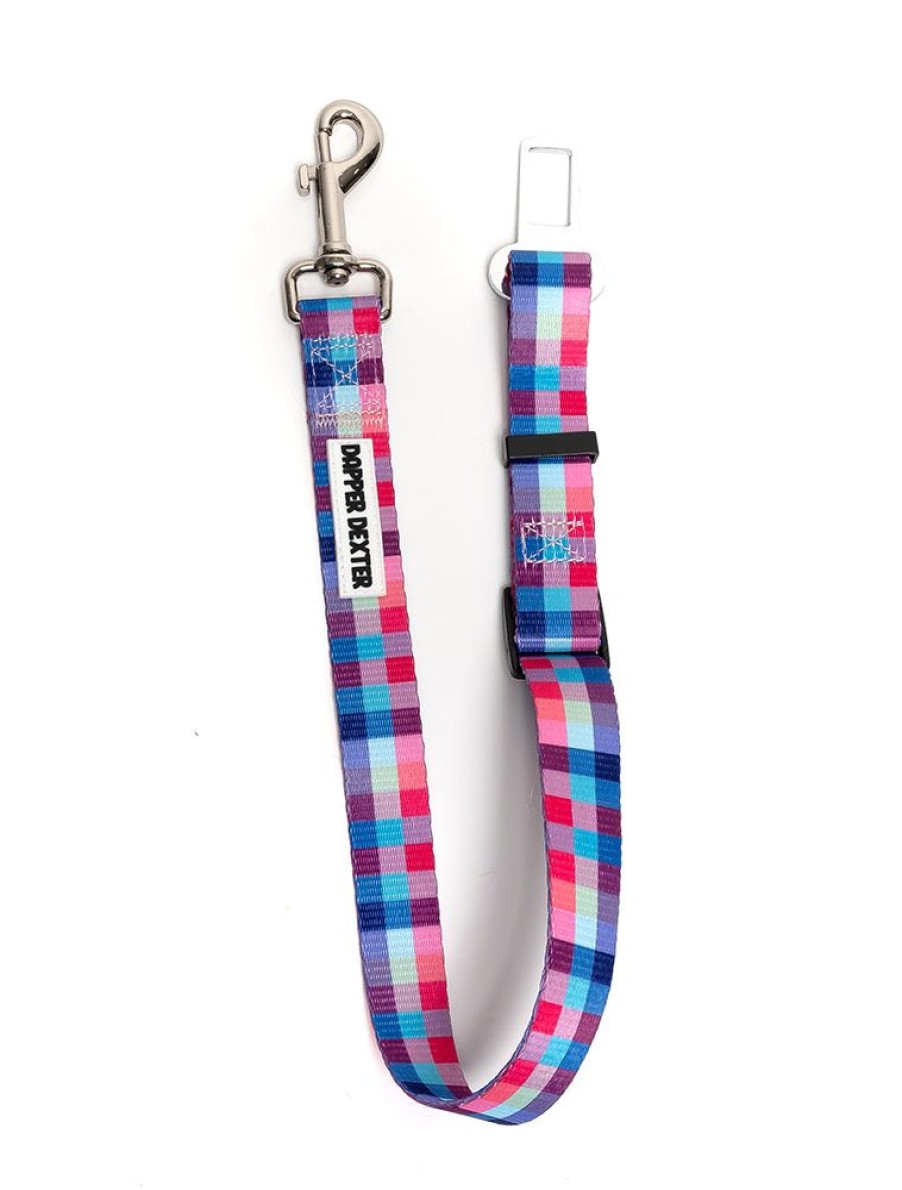 Travel DAPPER DEXTER | Rainbow Plaid - Dog Seat Belt Restraint