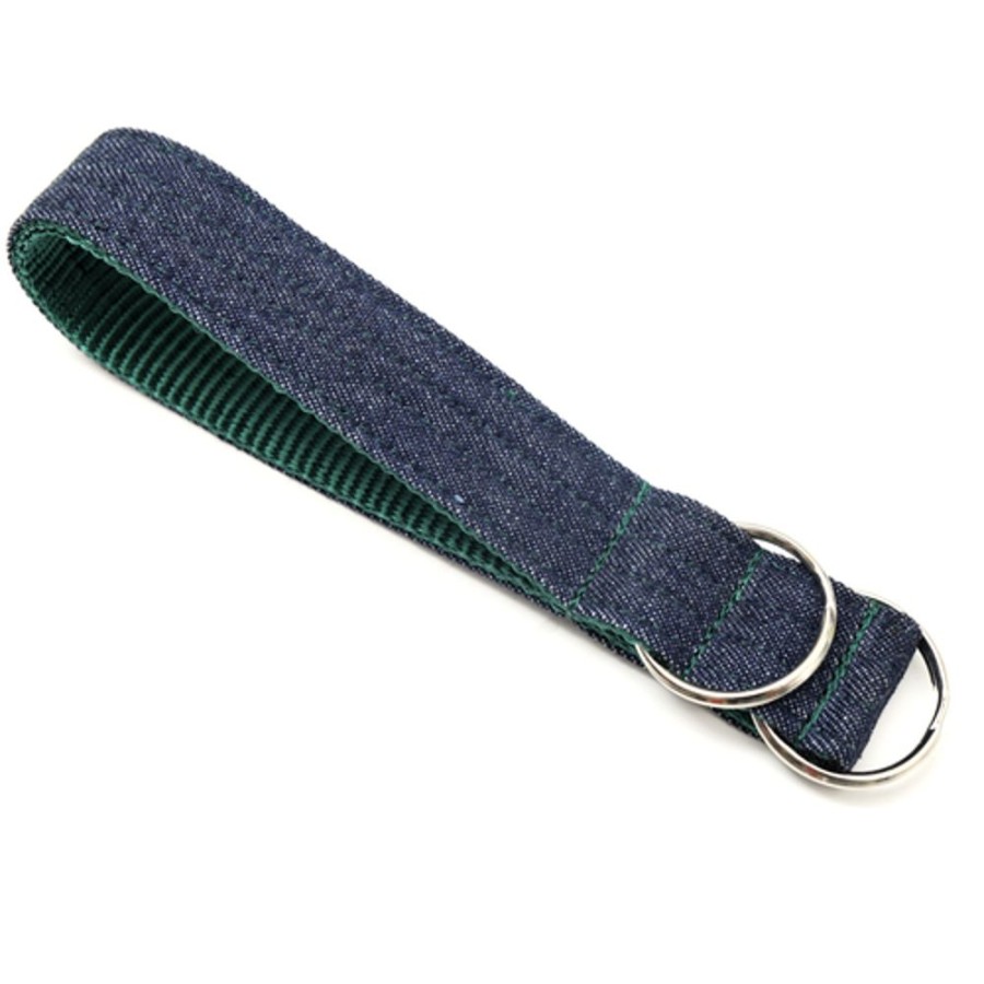 Stuff For Humans Mimi Green | Solid Blue Denim Key Chain Wristlet Fob