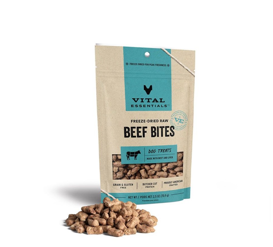 Treats Vital Essentials | Vital Essentials® Freeze-Dried Beef Bites Dog Treats, 2.5 Oz