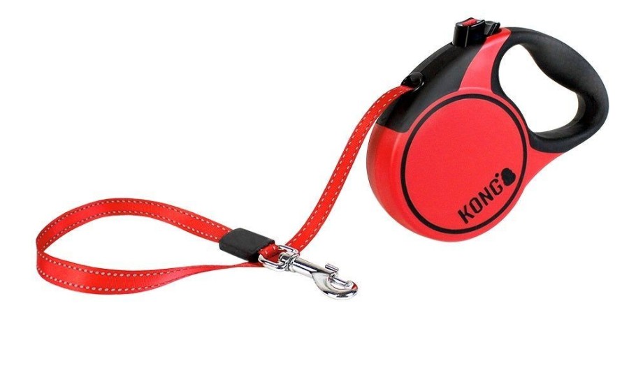 Collars, Leads & Accessories KONG® Leashes | Kong Retractable Leash Terrain Red - 4 Sizes