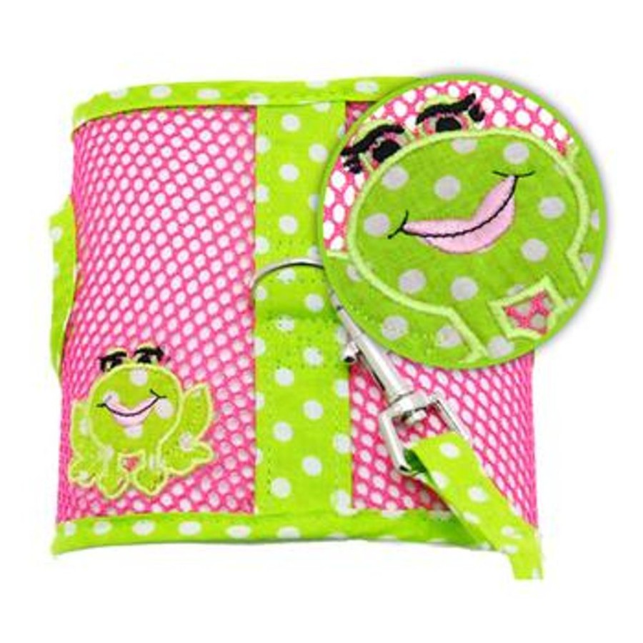 Harnesses Doggie Design, Inc. | Cool Mesh Dog Harness Under The Sea Collection - Frog Green Dot And Pink