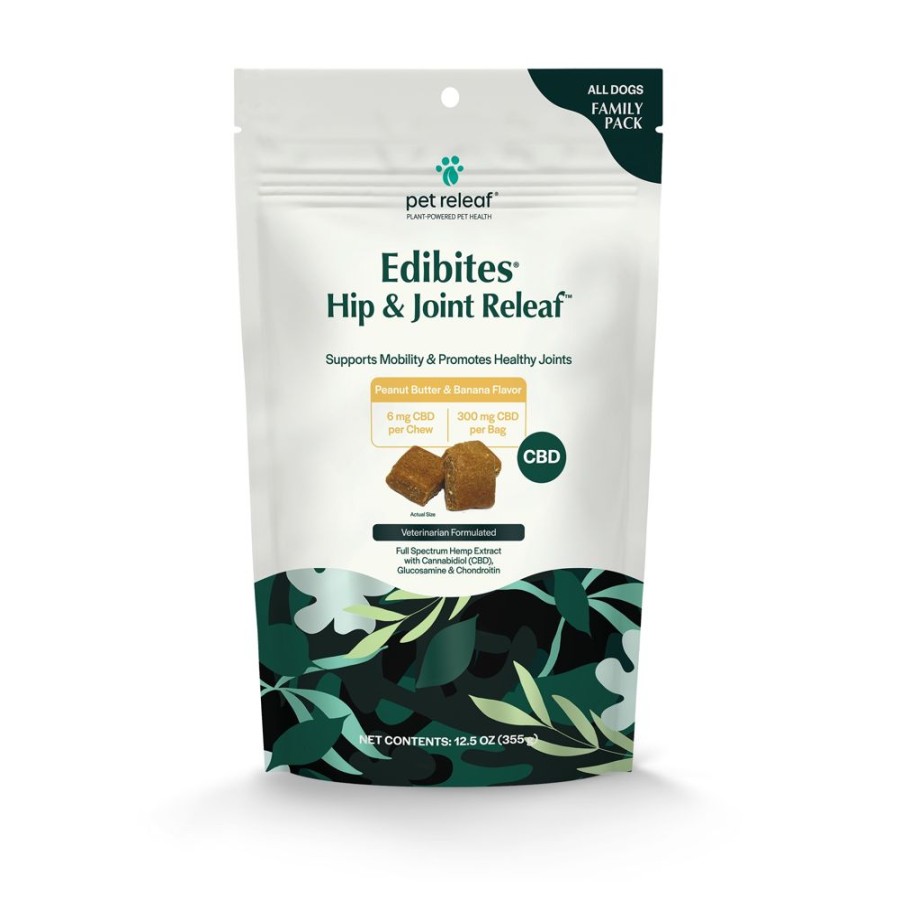 Health & Safety Pet Releaf | Pet Releaf Hip And Joint Releaf Peanut Butter Banana Cbd Edibites Family Size