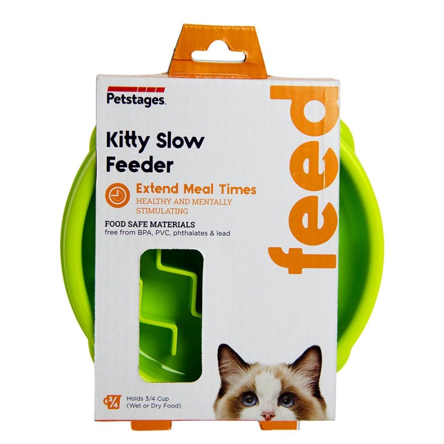 For Cats & Other Critters Petstages Developmental Toys | Cat Fun Feeder Slow Bowl - Green Wave Sm