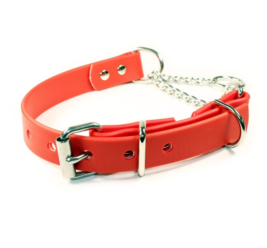 Collars, Leads & Accessories Sleepy Pup | Red Softgrip Adjustable Martingale Chain Collar