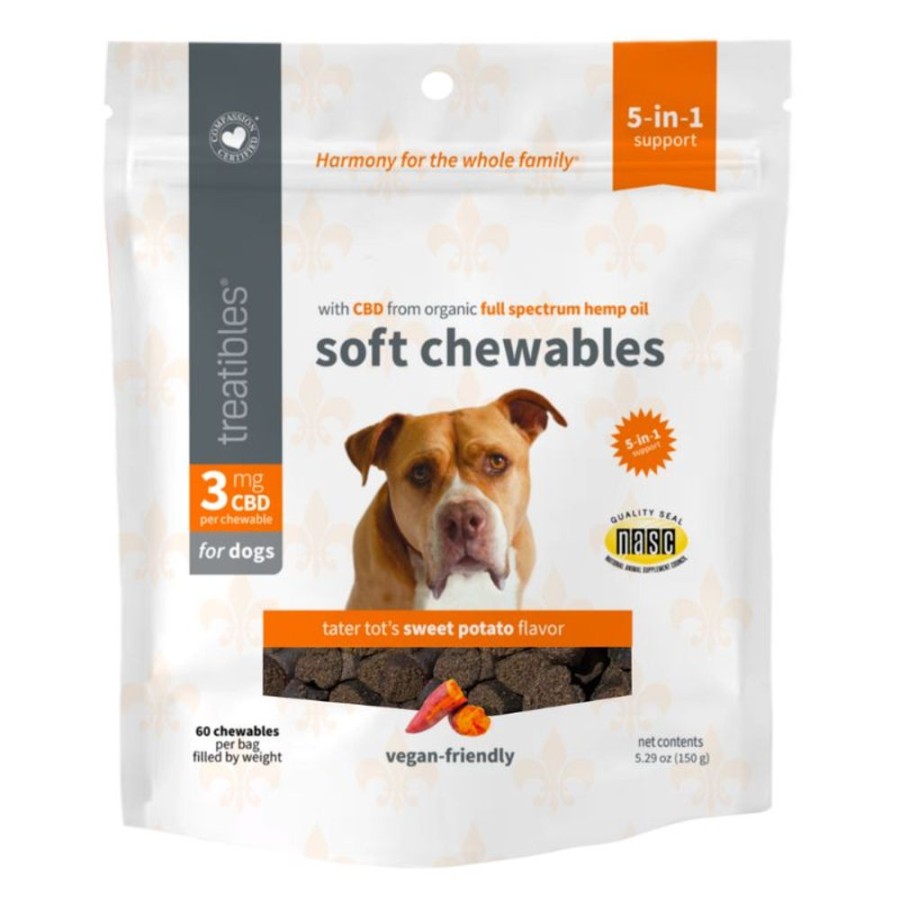 Treats Treatibles | Soft Chewables Tater Tot'S Sweet Potato Flavor 3 Mg Cbd For Dogs