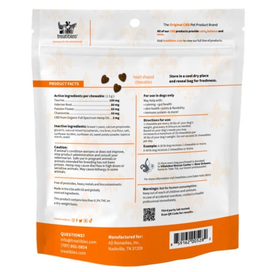 Treats Treatibles | Soft Chewables Tater Tot'S Sweet Potato Flavor 3 Mg Cbd For Dogs