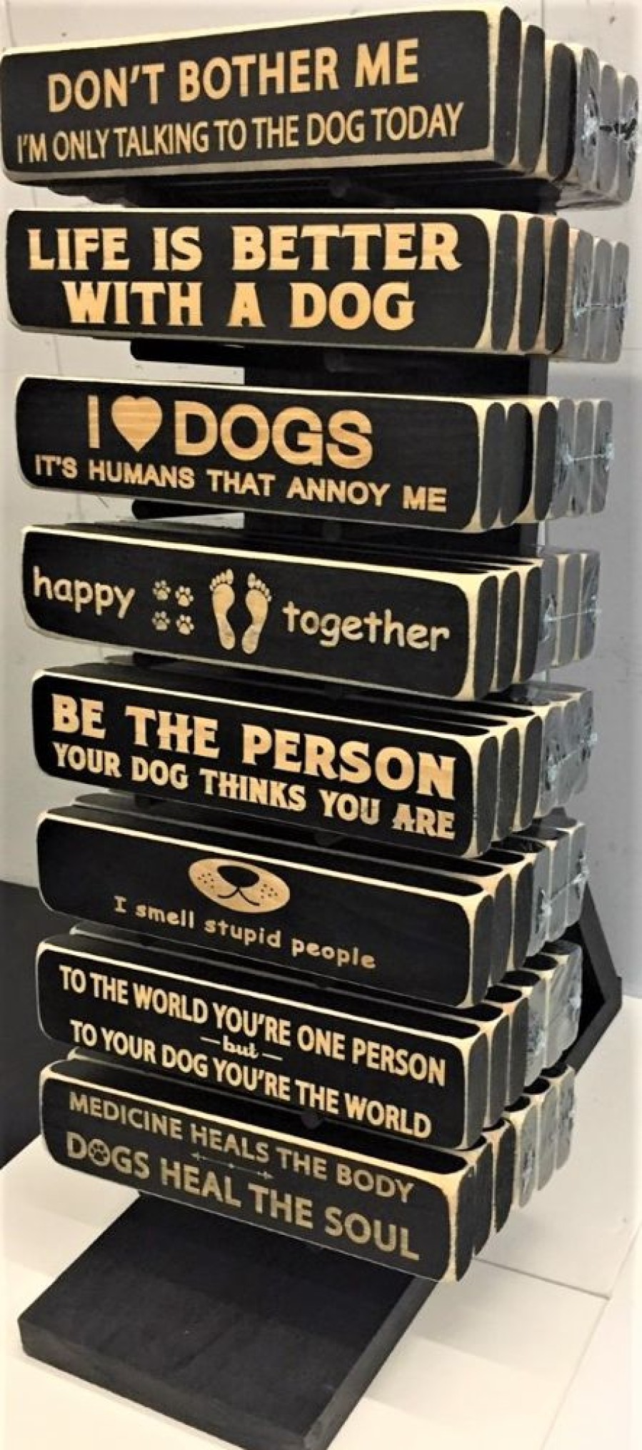 Retail Solutions Spoiled Rotten Dogz | Starter Vintage Wood Shelf Sign Kit With Display