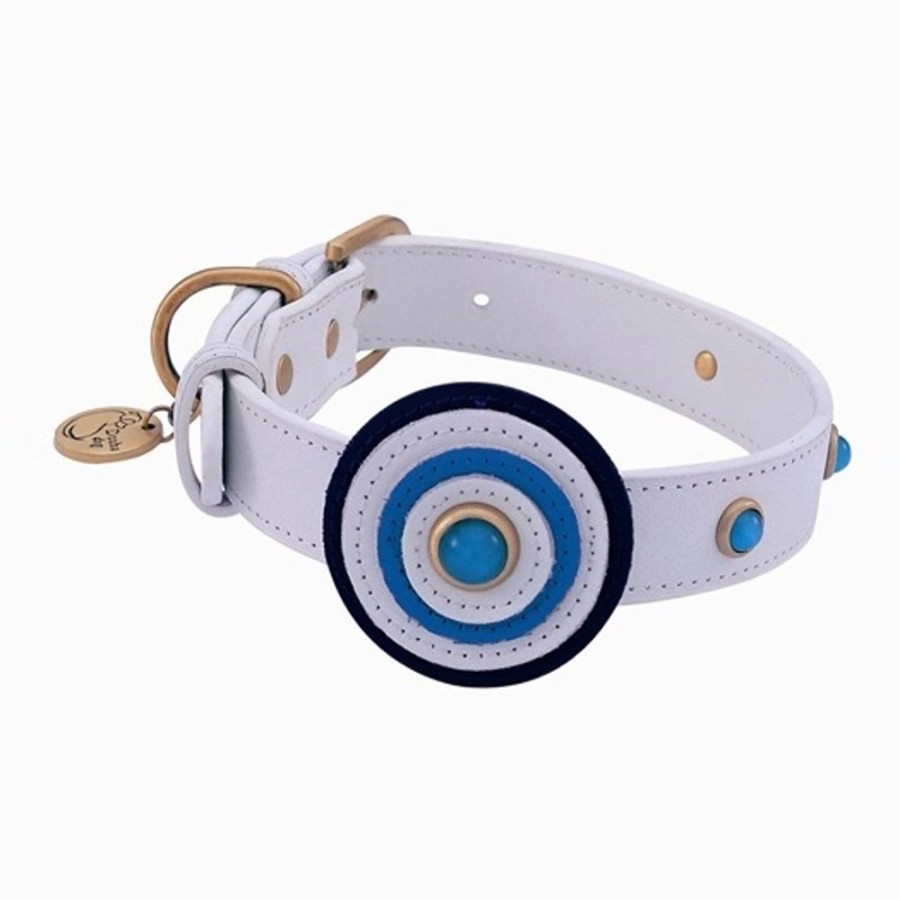 Collars, Leads & Accessories Dosha Dog Inc. | Happy Camper Collar & Leash - White Blue Circle