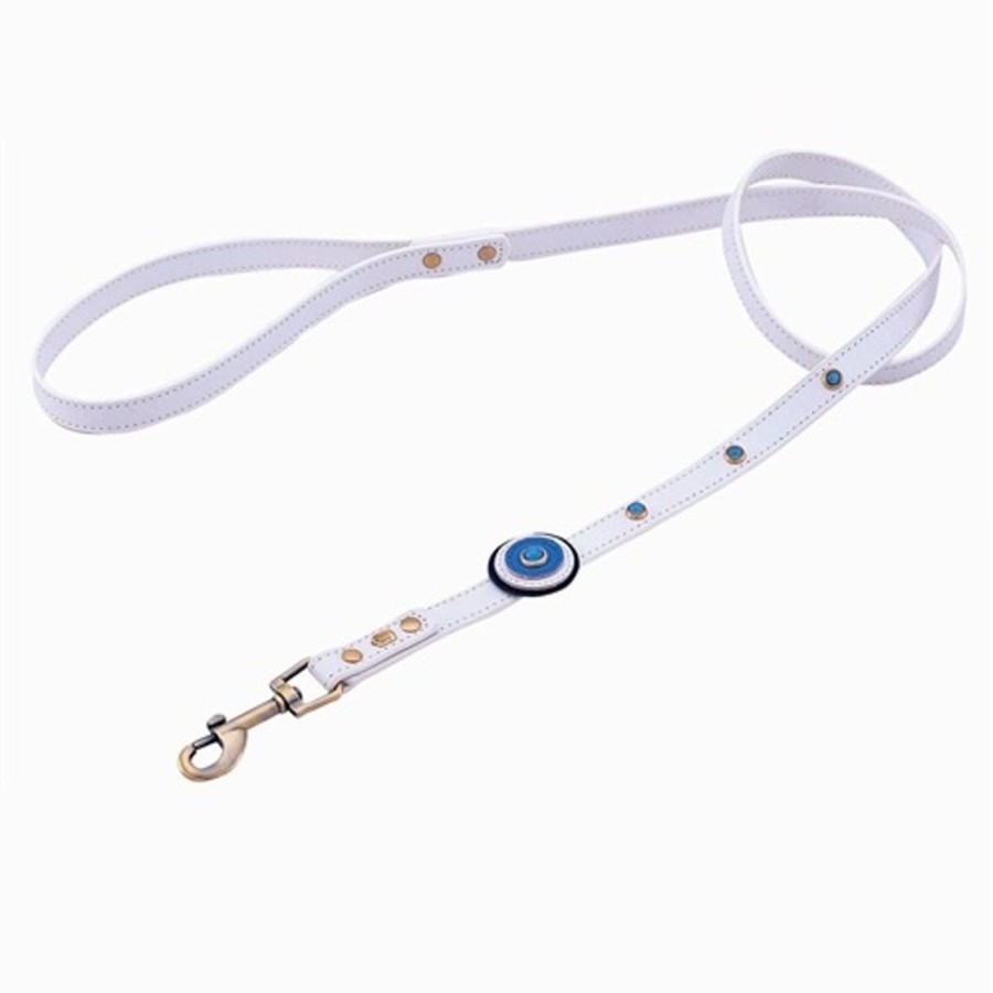 Collars, Leads & Accessories Dosha Dog Inc. | Happy Camper Collar & Leash - White Blue Circle