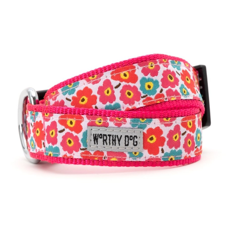 Collars, Leads & Accessories The Worthy Dog | Pink Fleurs Collar & Lead Collection