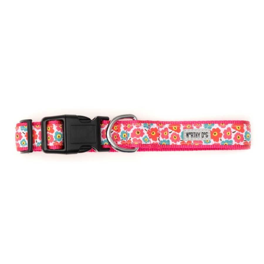 Collars, Leads & Accessories The Worthy Dog | Pink Fleurs Collar & Lead Collection