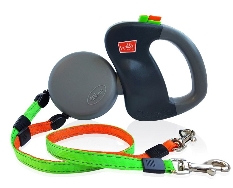 Collars, Leads & Accessories Wigzi, LLC | Wigzi Dual Doggie Retractable Leash