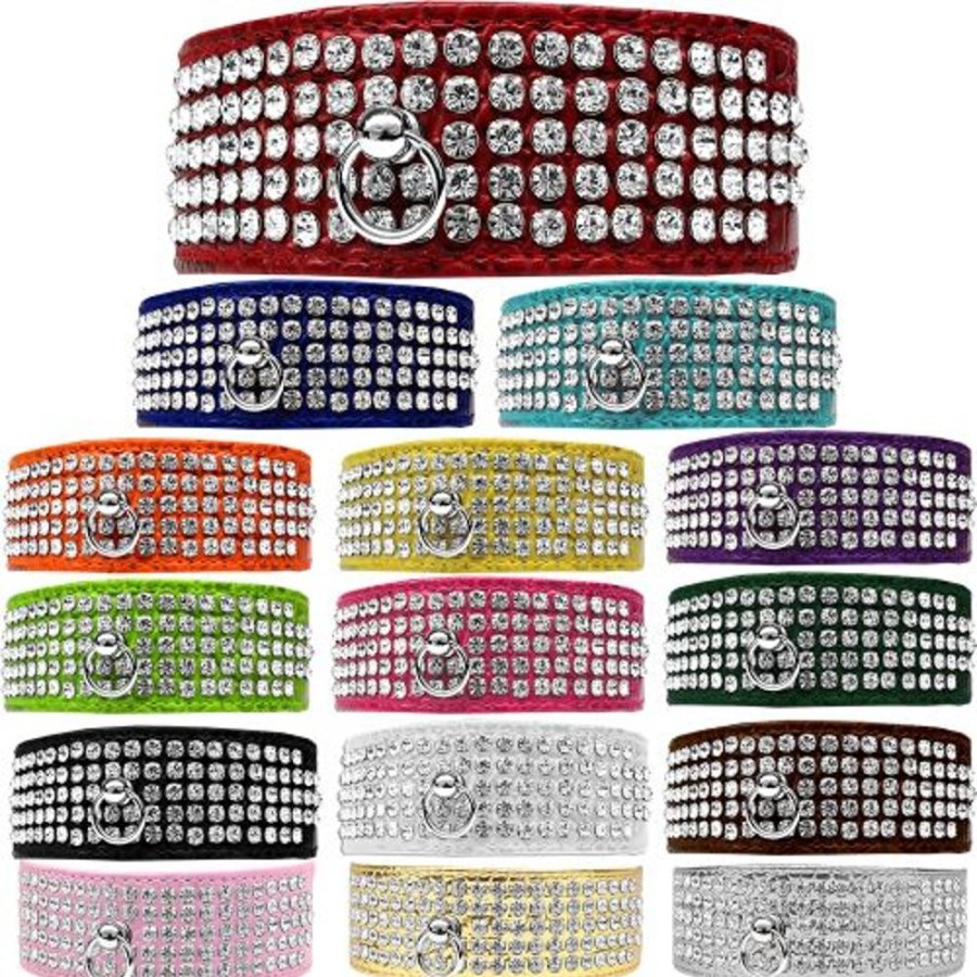 Collars, Leads & Accessories Mirage Pet Products | Mirage 5 Row Rhinestone Designer Croc Dog Collar