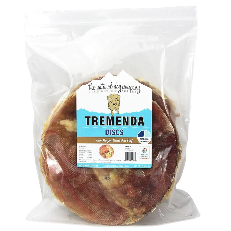 Treats Tuesday's Natural Dog Company | Tremenda Disc Chews - 3 Pack (Retail Ready Resealable Bag)