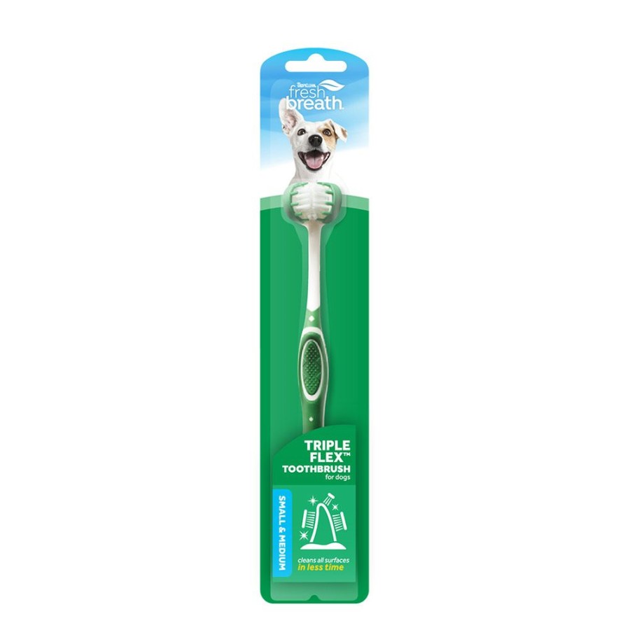 Grooming & Shampoos Fresh Breath by TropiClean | Fresh Breath Triple Flex Toothbrush For Dogs