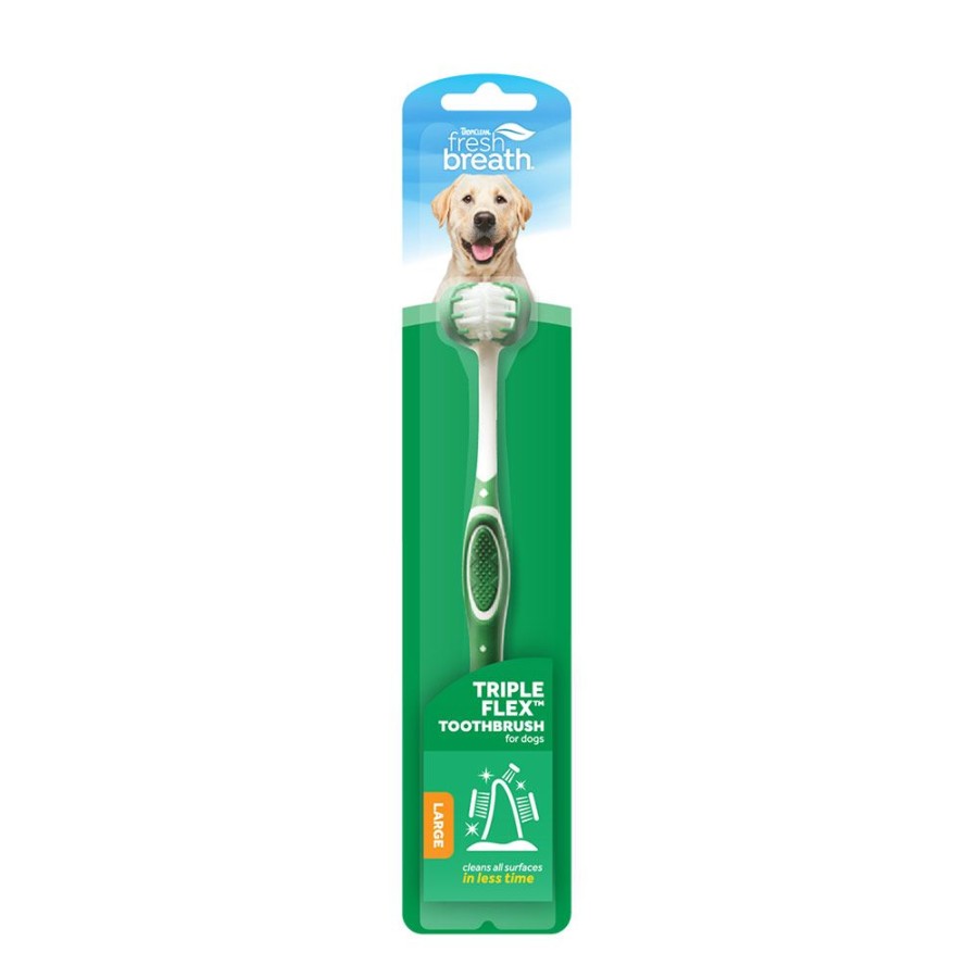 Grooming & Shampoos Fresh Breath by TropiClean | Fresh Breath Triple Flex Toothbrush For Dogs