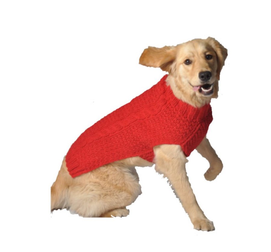 Pet Apparel (Continued) Chilly Dog | Cable Knit Sweater - Red