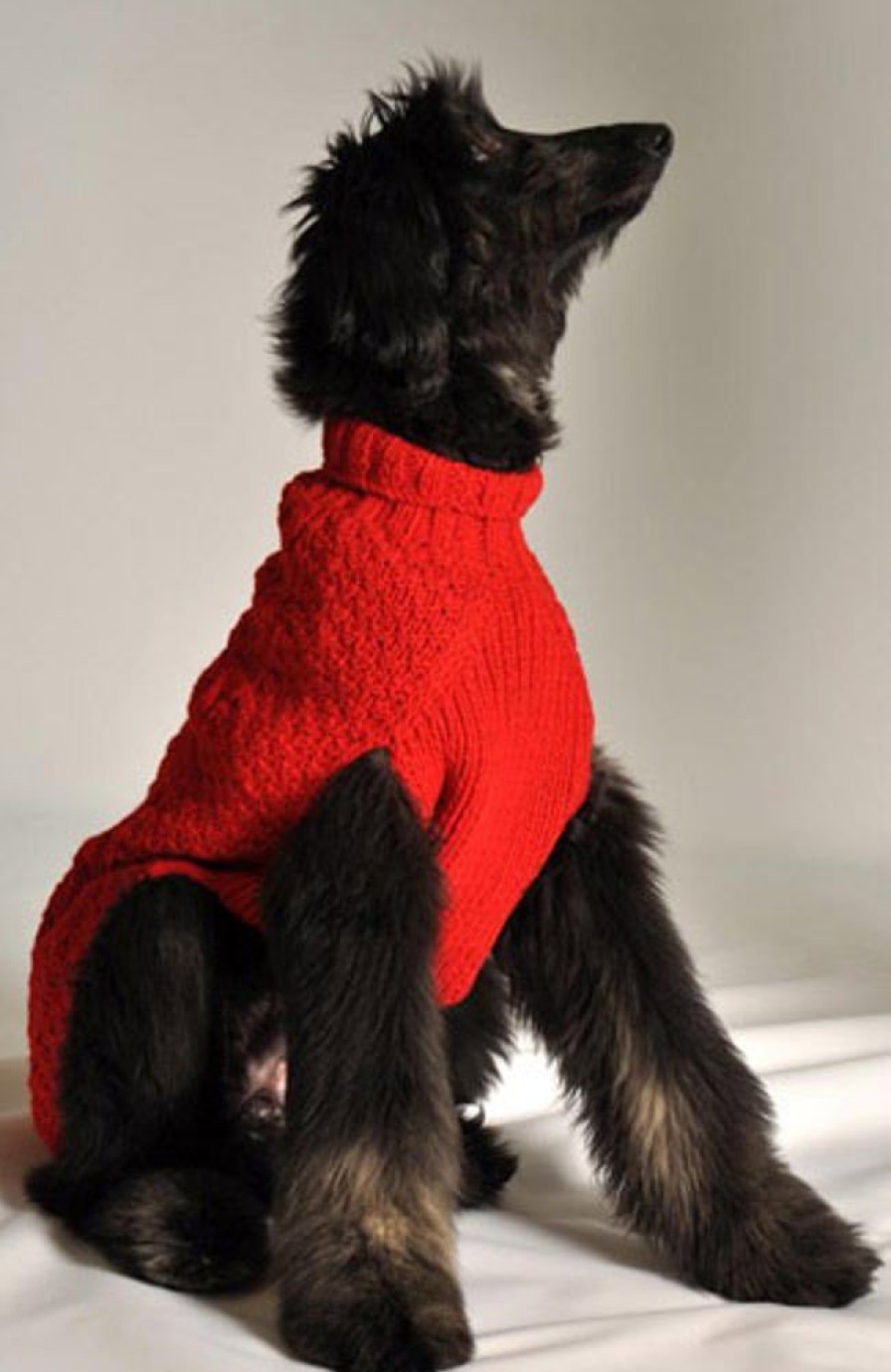 Pet Apparel (Continued) Chilly Dog | Cable Knit Sweater - Red