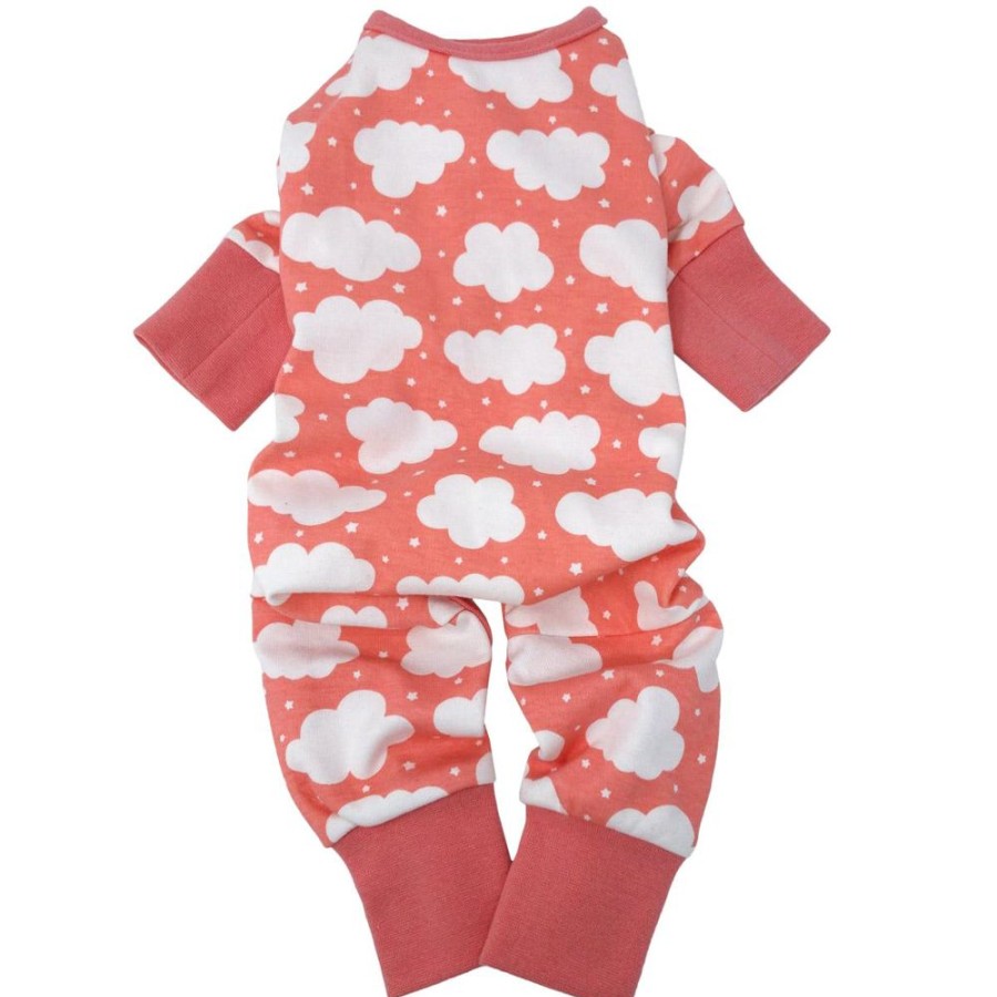 Pet Apparel Doggie Design, Inc. | Cuddlepup Dog Pajamas - Fluffy Clouds - Coral