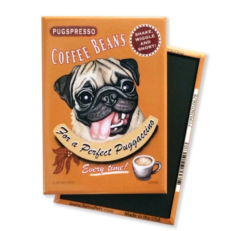 For The Home Retro Pets, Inc. | Pug - Puggaccino Magnets