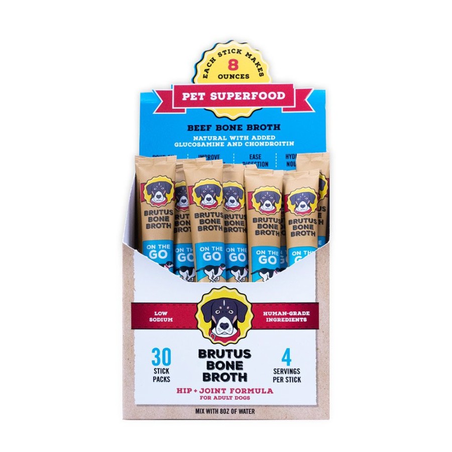 Pet Food Brutus Broth | Brutus On The Go - Beef - 30 Stick Point Of Sale Pack