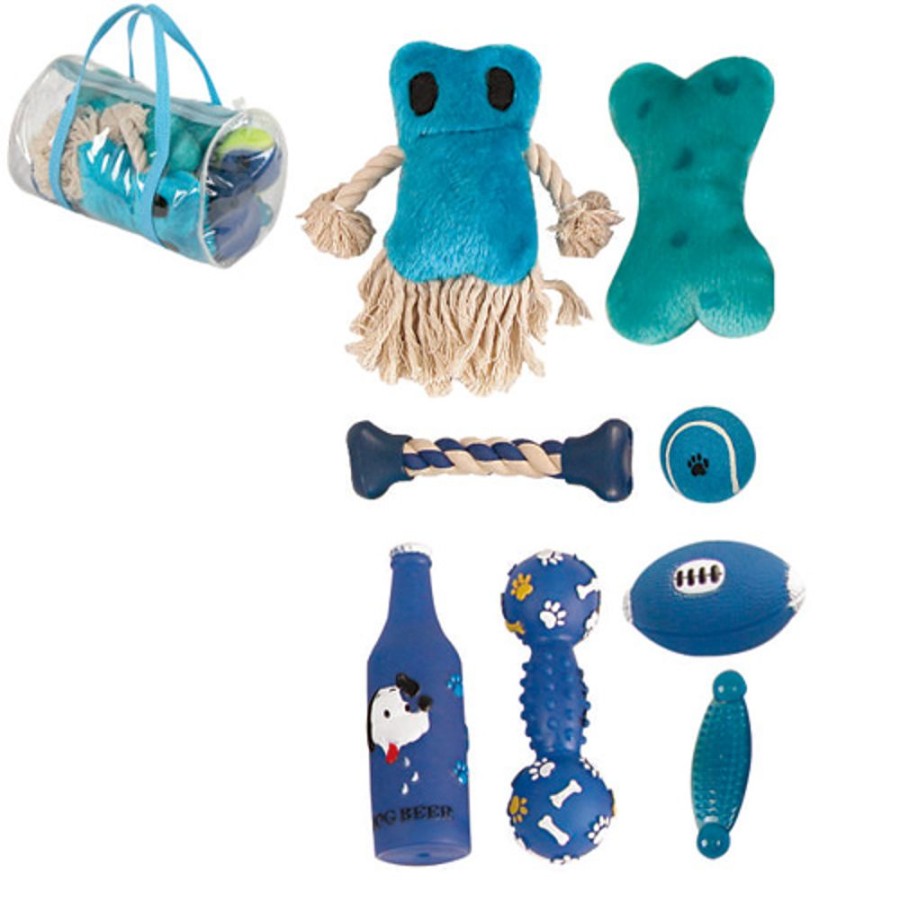 Special Occasion & Holiday Pet Life | Blue Duffle Pet Toy Set