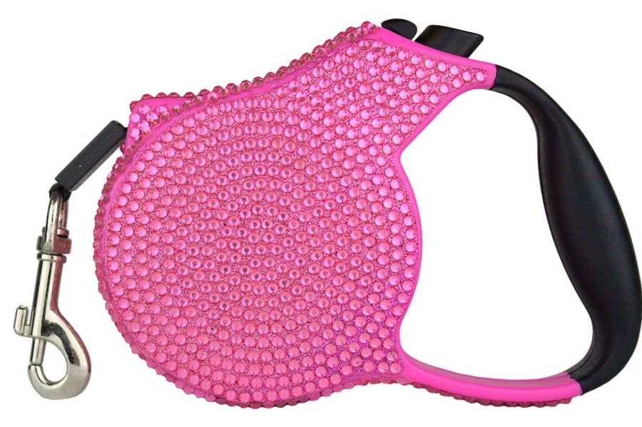 Collars, Leads & Accessories Parisian Pet® | Pink Crystal Retractable Leash