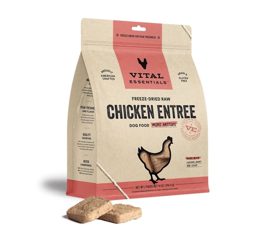 Pet Food Vital Essentials | Vital Essentials® Freeze-Dried Raw Chicken Entree Dog Food Mini Patties, 14 Oz