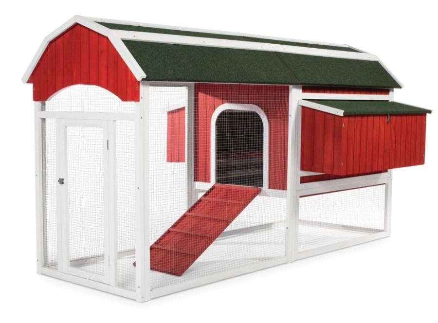 Beds, Crates, Etc. Prevue | Prevue Pet Products Deluxe Red Barn Double Nest Chicken Coop Red 1Ea/2 Box Unit