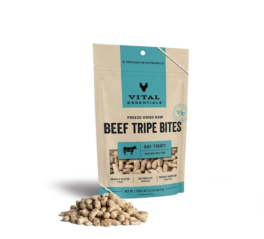 Treats Vital Essentials | Vital Essentials® Freeze-Dried Beef Tripe Bites Dog Treats, 2.3 Oz