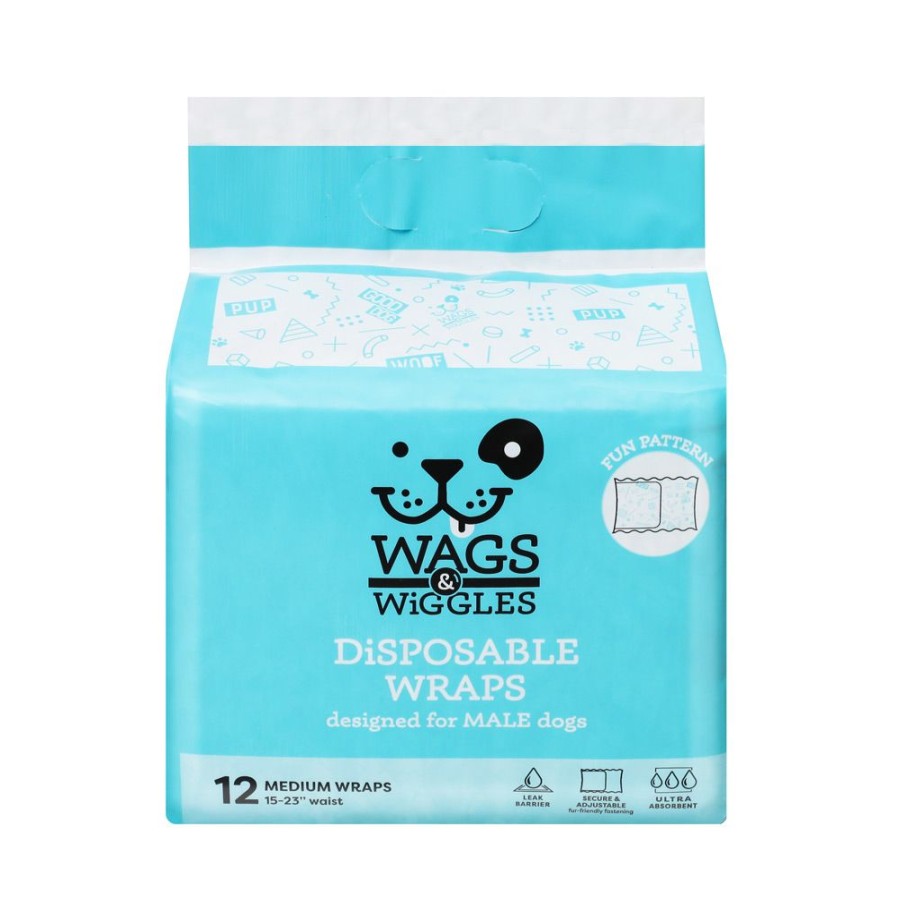 Pet Apparel (Continued) Wags & Wiggles | Wags & Wiggles Male Wraps - 12 Packs