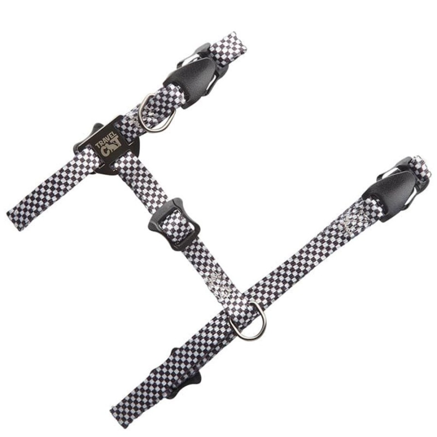 For Cats & Other Critters Travel Cat | Checkered " Day Tripper" H-Style Cat Harness & Leash Set