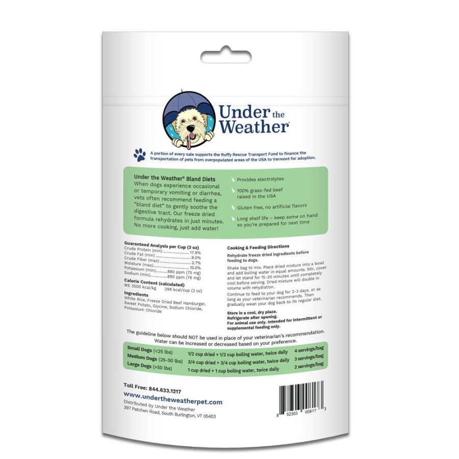 Pet Food Under the Weather | Rice, Hamburger, & Sweet Potato For Dogs - 6Oz Bags Of Meal Mix By Under The Weather