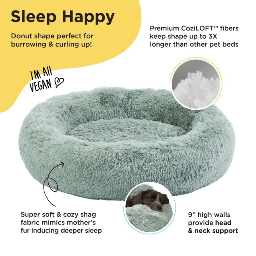 Beds, Crates, Etc. Best Friends By Sheri | The Original Calming Shag Donut Dog Bed, Sage