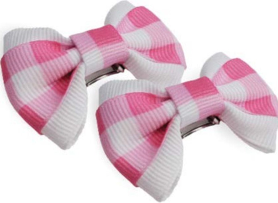 Collars, Leads & Accessories Max's Closet, LLC | Pink Gingham Hair Bows - 2 Per Card