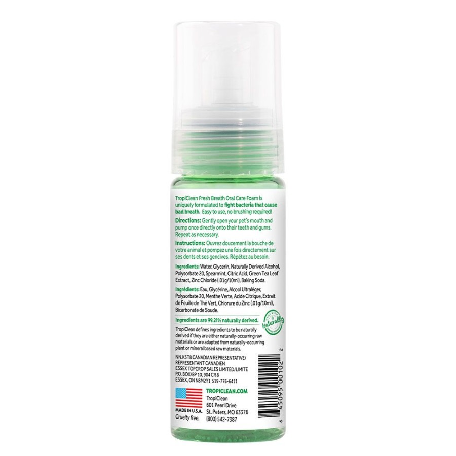 Grooming & Shampoos Fresh Breath by TropiClean | Fresh Breath Mint Foam For Pets, 4.5Oz. Bottle