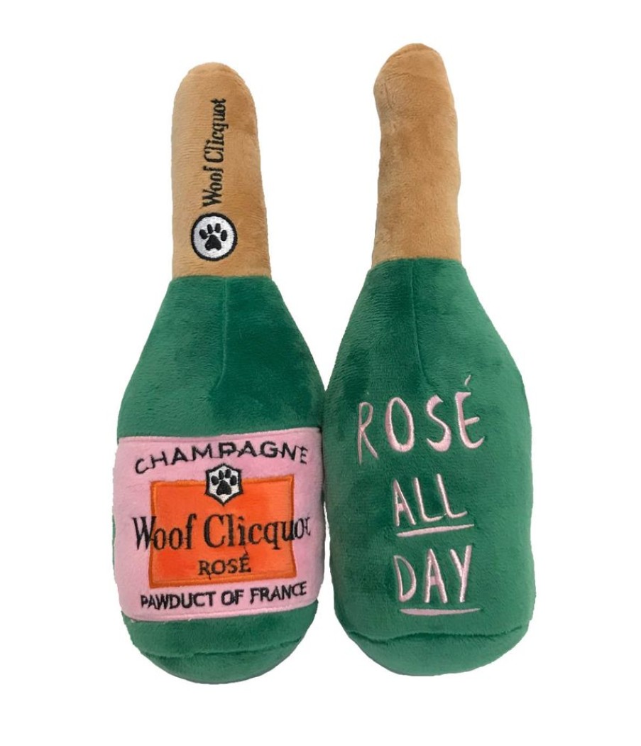 Toys & Playthings Haute Diggity Dog | Woof Clicquot Rose' Champagne Bottle Plush Toy By Haute Diggity Dog