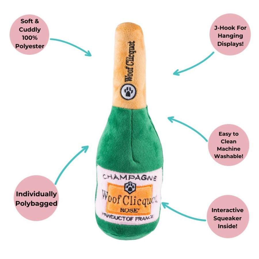 Toys & Playthings Haute Diggity Dog | Woof Clicquot Rose' Champagne Bottle Plush Toy By Haute Diggity Dog